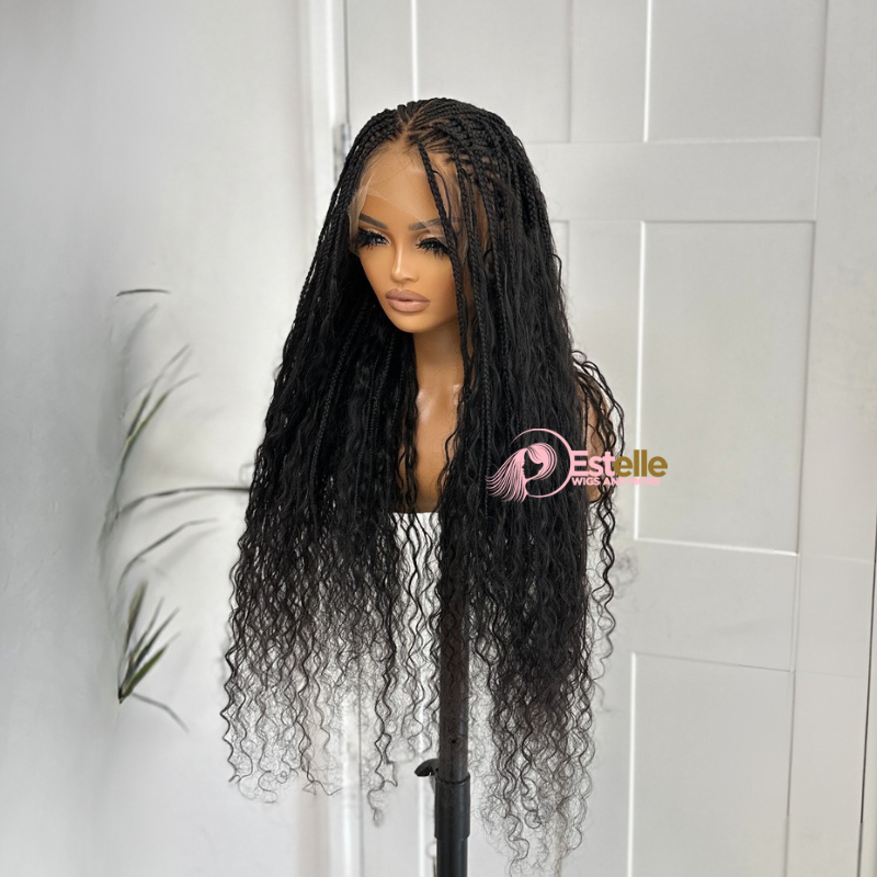 Black Fulani Goddess Braids HD Human Hair Full Lace Wig TIWA estellewigsandmore