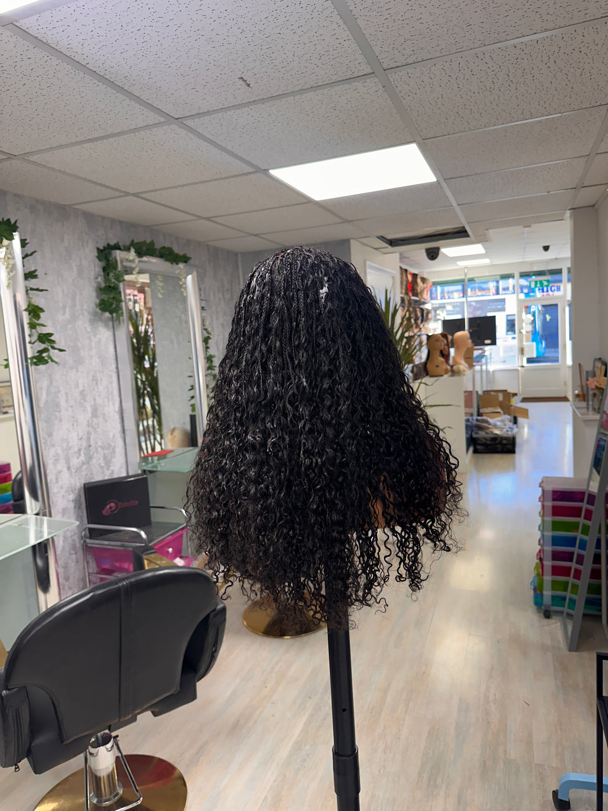 Curly Black Boho  Braids Human Hair Lace Closure Wig-Ray