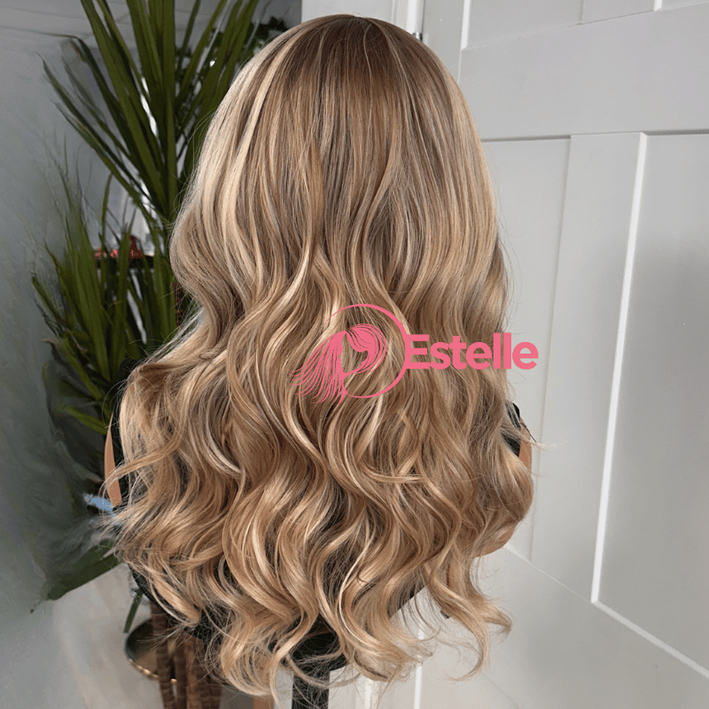Wavy Golden Blonde Balayage Synthetic Lace Front Wig-DI/14 - estellewigsandmore.co.uk SYNTHETIC WIG