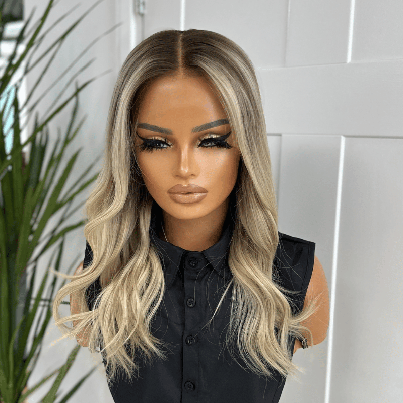 Glueless 14-Inch Blonde Balayage HD Lace Front Wig 100% Human