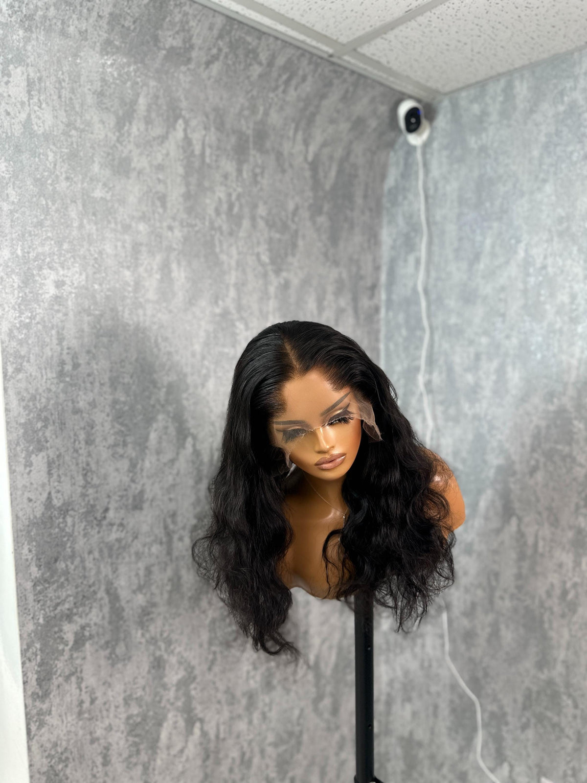 Long Wavy Natural Black 100% Virgin Human Hair Lace Front Wig-Lagos - estellewigsandmore.co.uk WIG