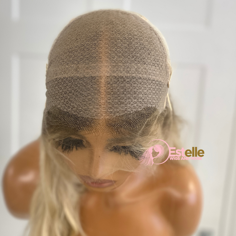 20&#39;&#39; Beige Blonde Ombre Lace Front Human Hair Wig-Adina - estellewigsandmore.co.uk
