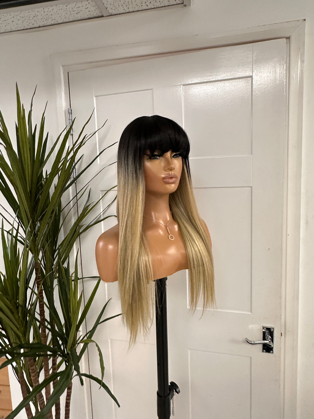 Black to Blonde Ombre with Full Fringe | 26” Straight Wig-EWD/08 - estellewigsandmore.co.uk