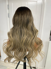 JULIA -18''Rooted Brown/Blonde  Human Hair HD Lace Frontal Wig