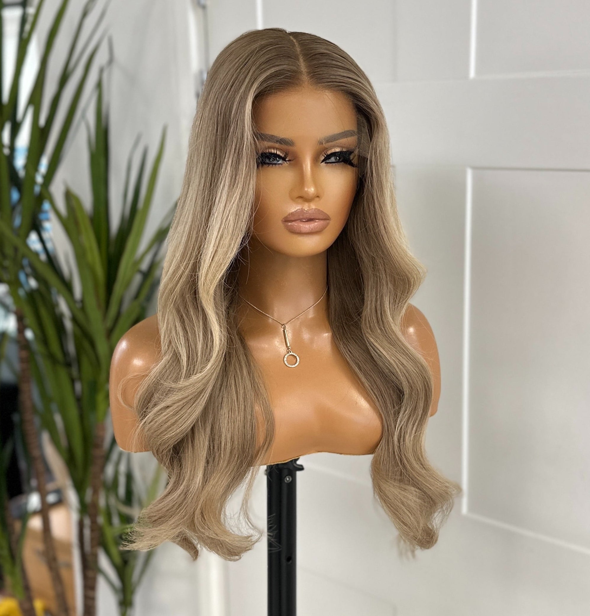 Rooted Dark Blonde to Light Blonde Ombré Human Hair Lace Frontal Wig -MIAH