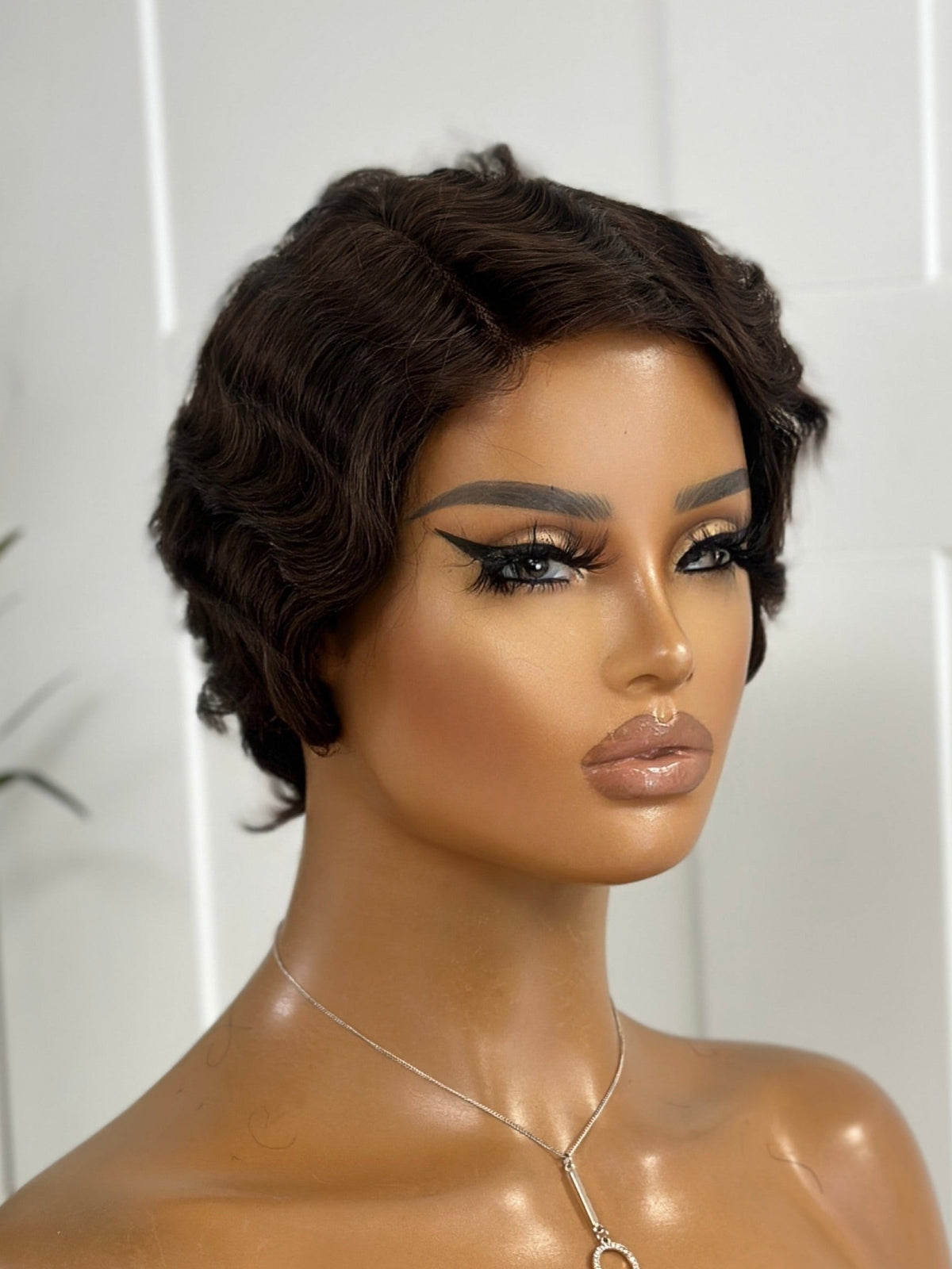 Finger Wave Pixie Wig | Premium Human Hair Mix | 4” Lace Part -Milan