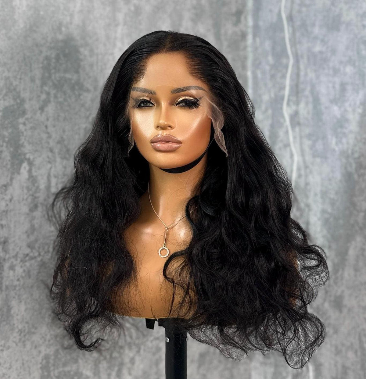 Long Wavy Natural Black 100% Virgin Human Hair Lace Front Wig-Lagos - estellewigsandmore.co.uk WIG