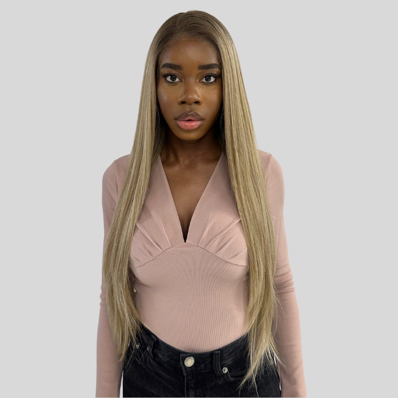 Long Straight Rooted Mixed Blonde Lace Front Wig EVITA estellewigsandmore