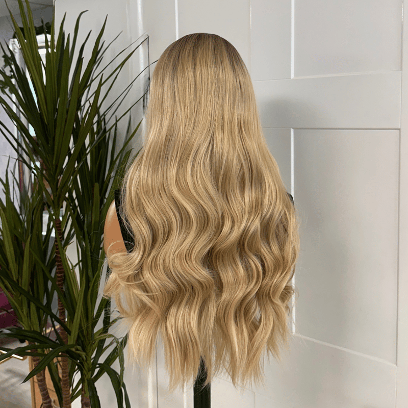 Rooted Blonde Wavy 13x6 Lace Front Synthetic Wig | Heat Safe -Chiara - estellewigsandmore.co.uk