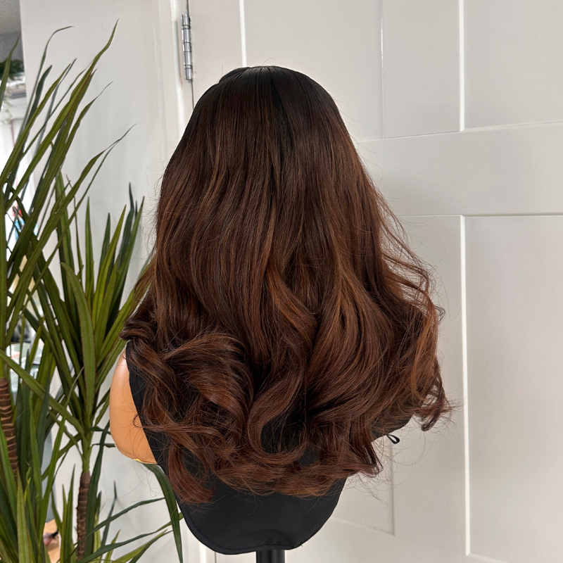 Rooted Dark Copper Brown 9×6 HD Lace Mini Frontal Human Hair Wig-Lani - estellewigsandmore.co.uk