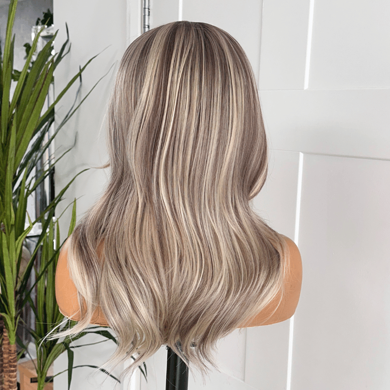 Rooted Light Ash Blonde Mix Synthetic Lace  Front Wig-DI/08