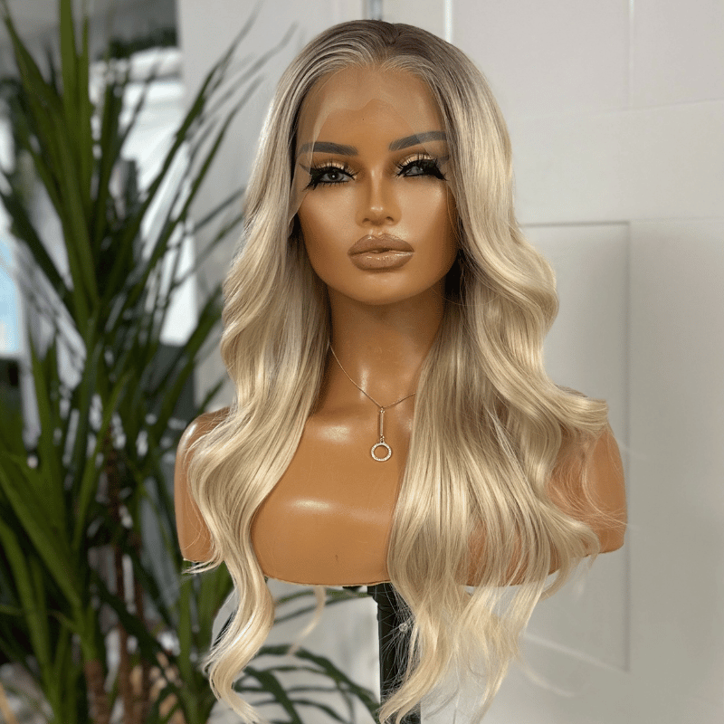 Rooted Light  Blonde |  Scandinavian Hairline Synthetic Lace Front Wig-Freya