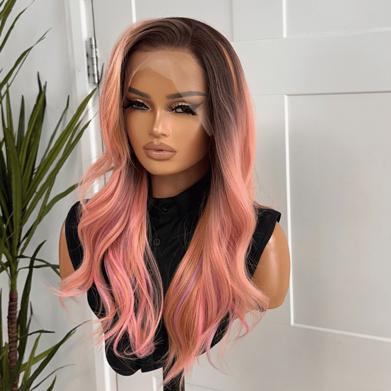 Sunset Pink 13x4 Lace Front Wig | Glueless Synthetic Wig -Peony - estellewigsandmore.co.uk