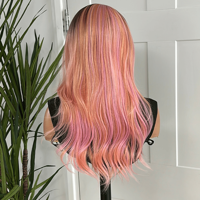 Sunset Pink 13x4 Lace Front Wig | Glueless Synthetic Wig -Peony - estellewigsandmore.co.uk