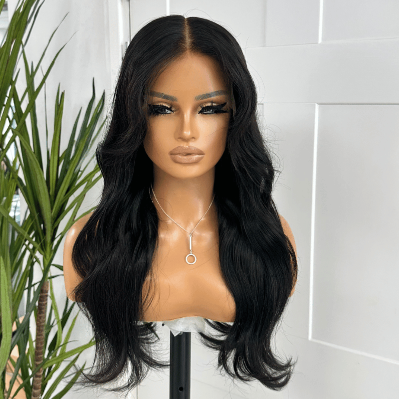18&#39;&#39; Natural Black Face Framing Bangs| HD Lace Front Human Hair Wig-TONI - estellewigsandmore.co.uk Human Hair Lace Front Wig