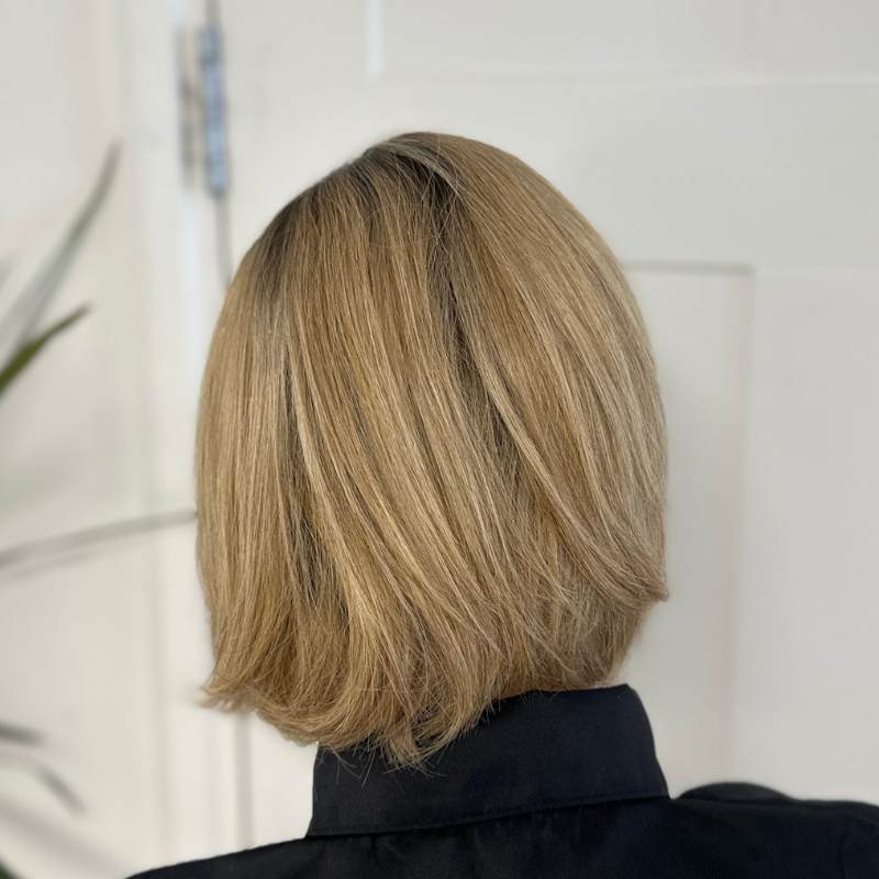 Luxury Honey Rooted Blonde Hand-Tied Human Hair Wig-The Kensington Bob - estellewigsandmore.co.uk