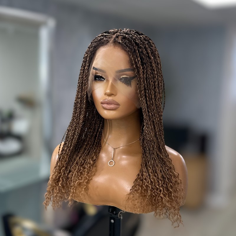 ZAHRA-Handmade Strawberry Blonde Kinky Twist Full Lace Human Hair Wig - estellewigsandmore.co.uk