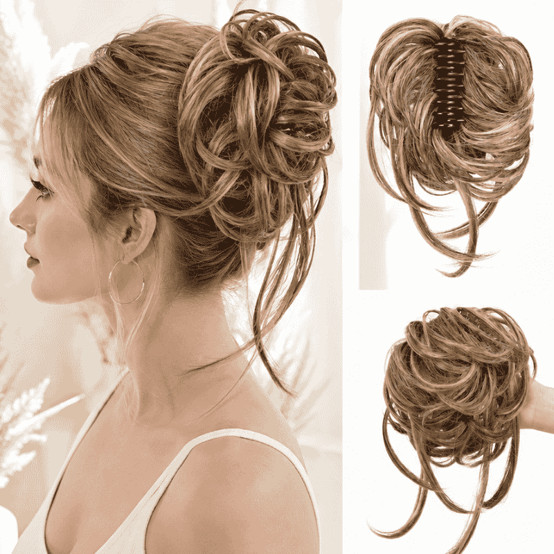 Messy Claw Clip Bun Hair Extension | Heat-Friendly Synthetic Updo Hairpiece