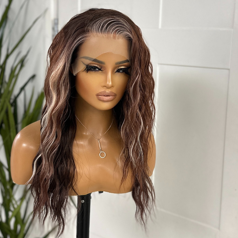 Chocolate Melt Balayage Waves Syntheetic  Lace Front | Scandinavian Hairline-Ivy