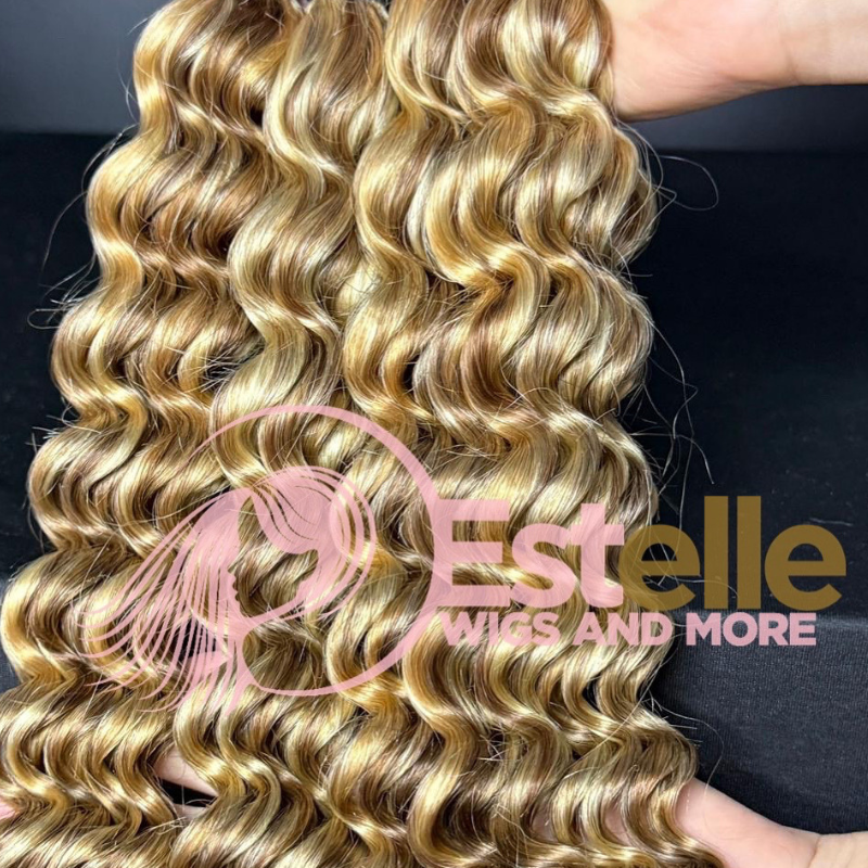 HUMAN HAIR -Deep Wave  Bulk Braiding Hair | Boho Braids | Goddess Locs  4/27/613