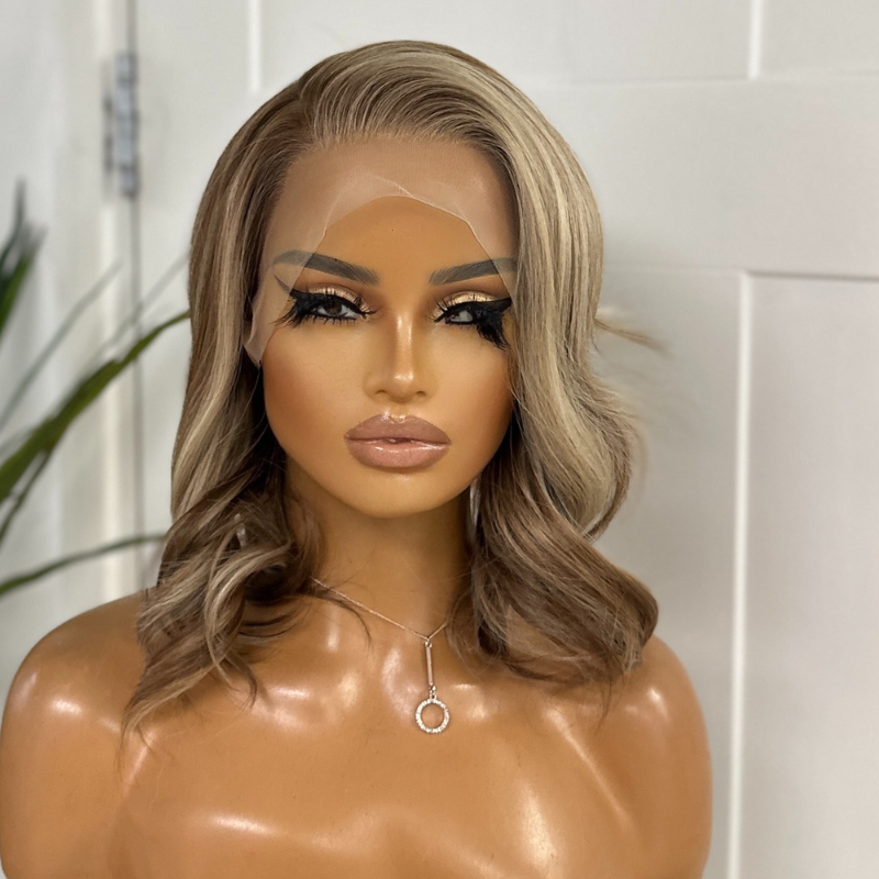 Beige Blonde Lace Front Wig with Scandi Hairline | Shoulder Length, Soft Waves-Erika