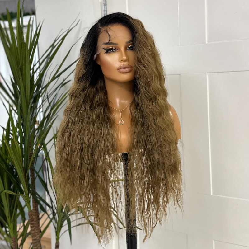 30" Rooted Brown to Rich Caramel Ombre Lace Front Wig-Chyna