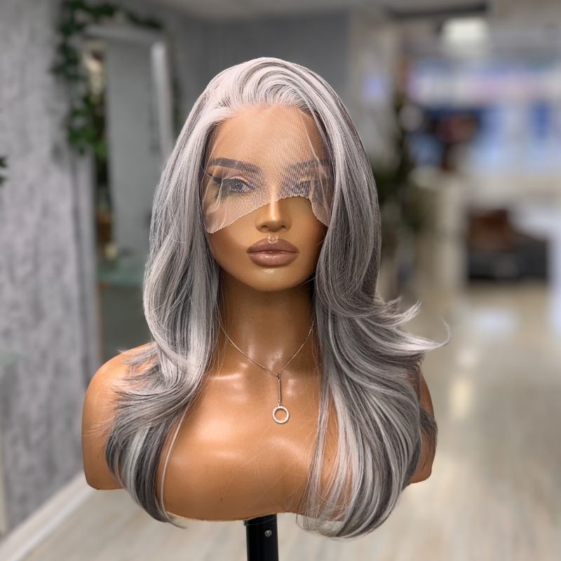 Anastacia- Silver Platinum Lace Front Wig 16 Inch | 13x6 Free Part | Heat Safe Synthetic - estellewigsandmore.co.uk