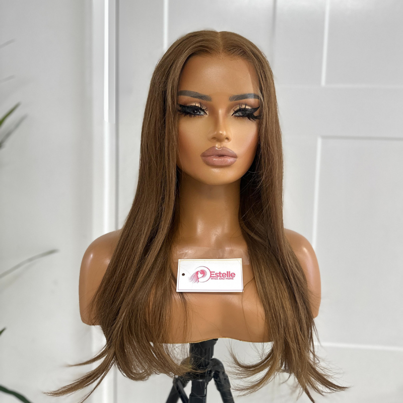 18 inches Auburn Straight  Human Hair Lace Front Wig- SAM