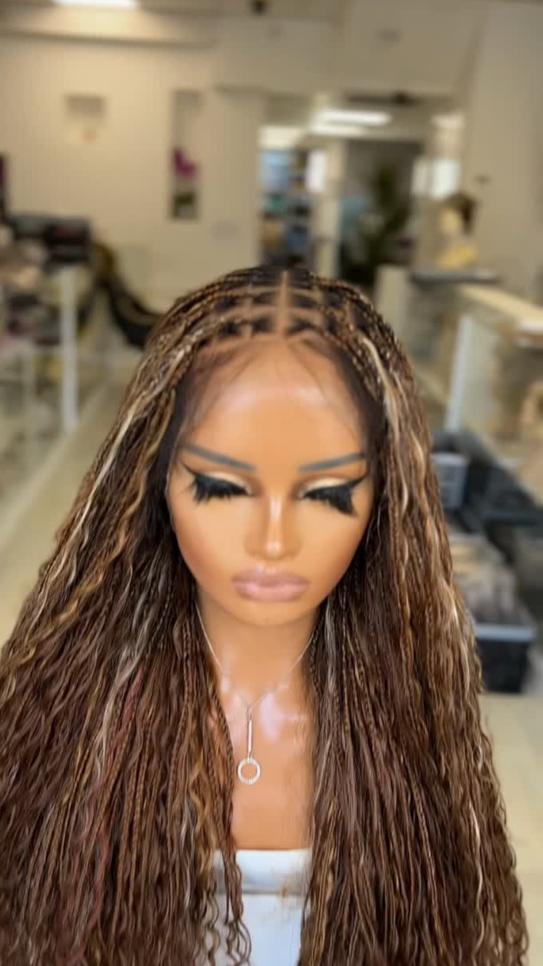 Azora -26" Auburn &amp; Blonde Boho Braided Full Lace Human Hair Wig