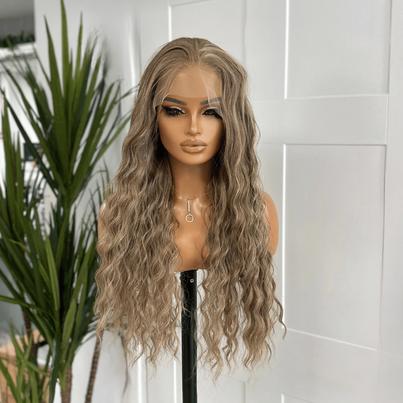 Long Curly Beige Blonde Lace Front Wig-Sienna - estellewigsandmore.co.uk SYNTHETIC WIGS
