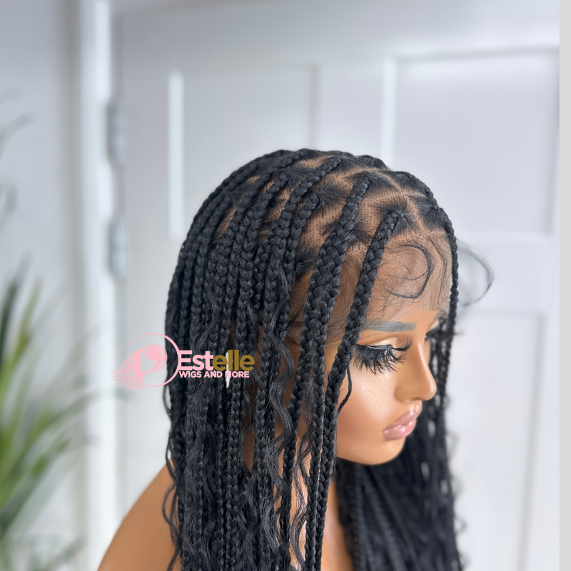 Black Long Braided Full Lace Wig BRASKA 05 estellewigsandmore