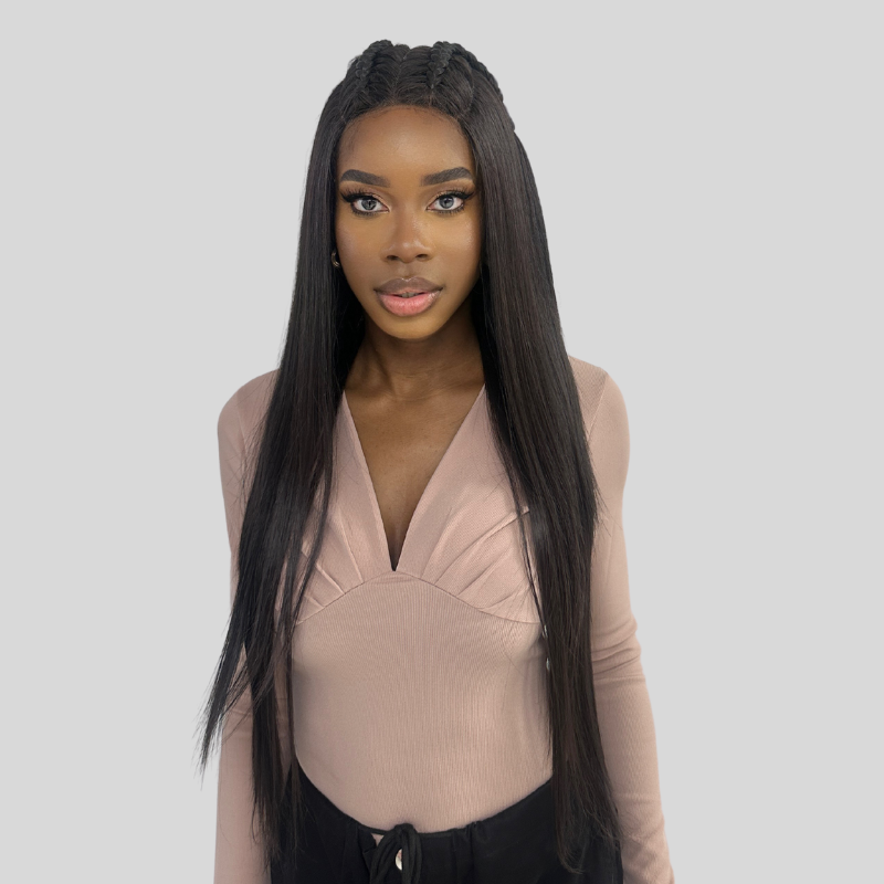 Braided Human Hair Blend Lace Front Wig-ANYA