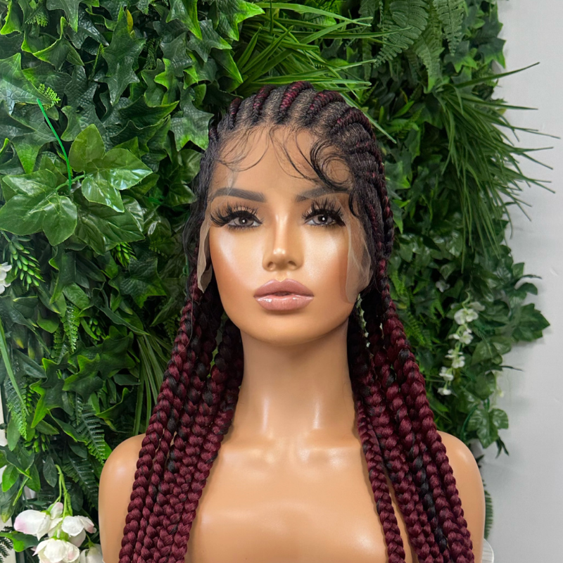 EDEN 2 - Black/Red Cornrow/Braid  Synthetic Full Lace Wig
