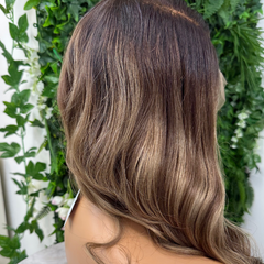 ELSIE-22”  Rooted Light Brown  Caramel Mix  Human Hair HD Lace Frontal  Wig