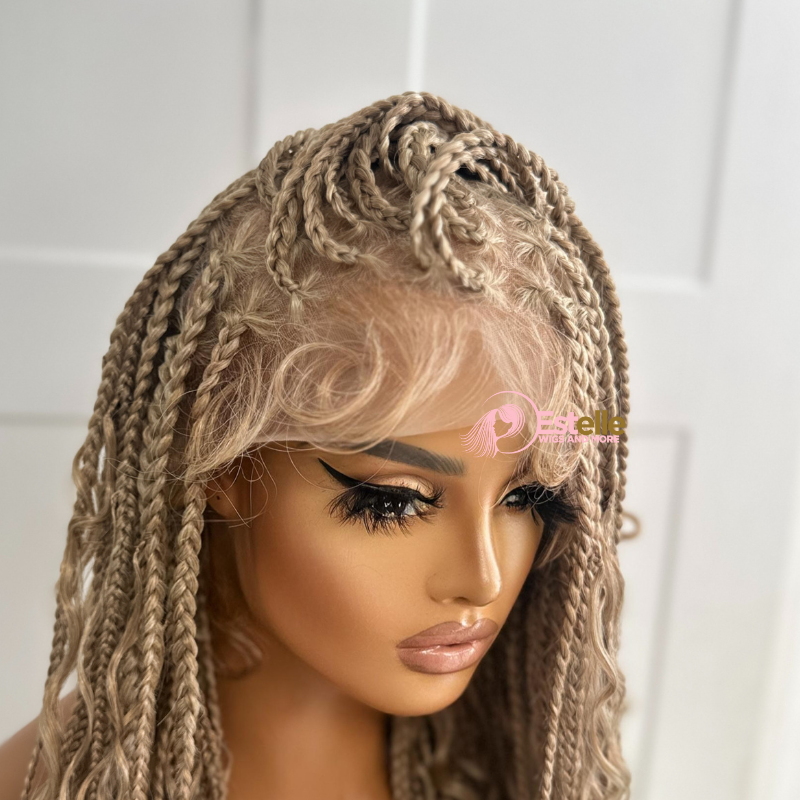 Light Blonde Mix Long  Braided Boho Lace Front  Wig -KAILANI - estellewigsandmore.co.uk