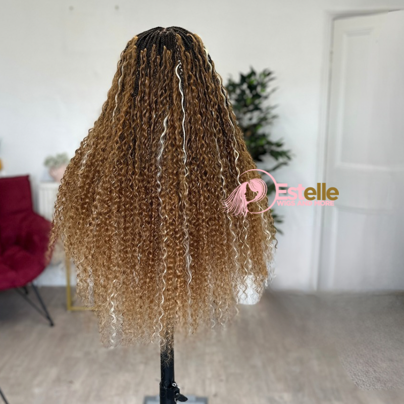 22 inches Golden Brown Boho Braids Human Hair Wig-AZ/05 - estellewigsandmore.co.uk braided wig