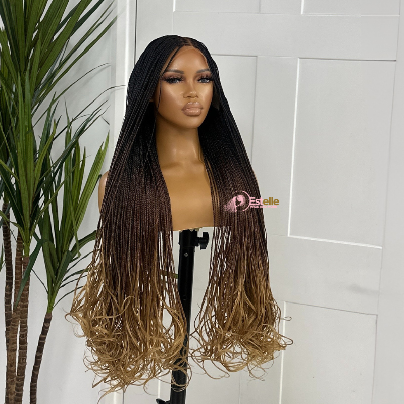 26 inches 3 Tone French Curl Hand Braided Wig | Ready to ship -ZAFORA - estellewigsandmore.co.uk braided wig