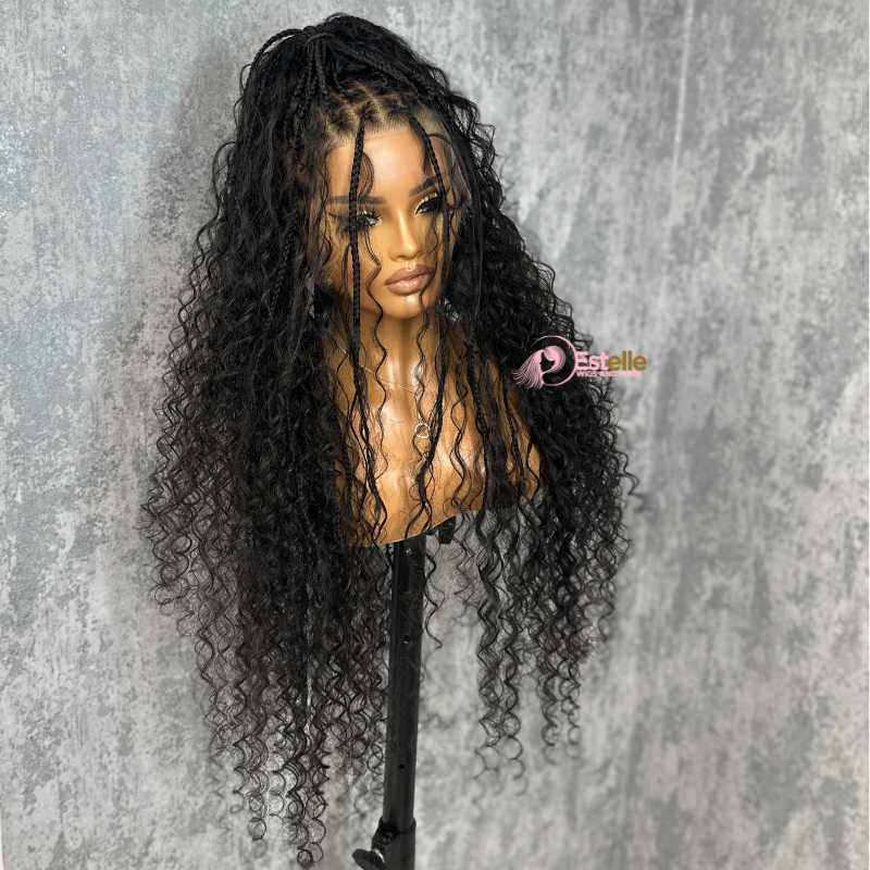 26 inches Goddess/Boho  Braids Human Hair Full Lace Wig-AZORA - estellewigsandmore.co.uk