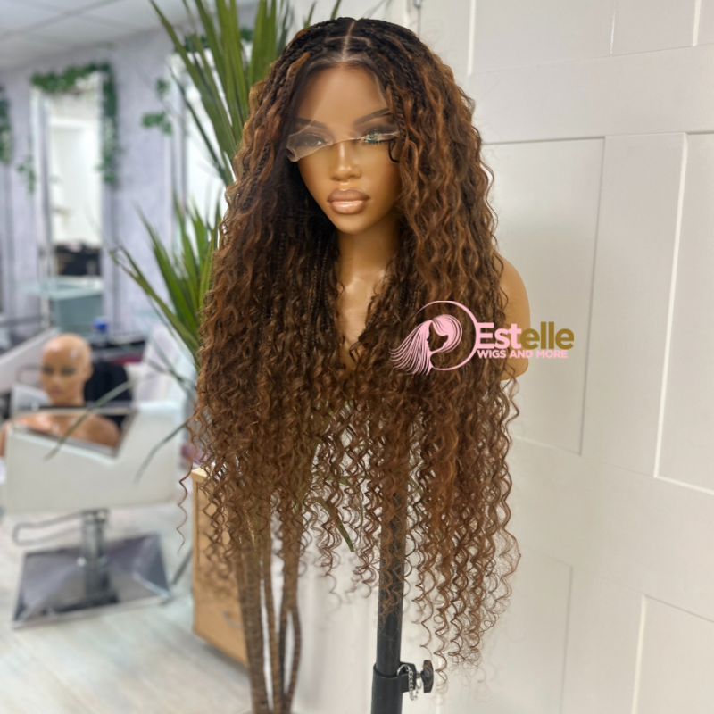 26 inches Goddess/Boho Braids Human Hair Full Lace Wig-AZORA - estellewigsandmore.co.uk