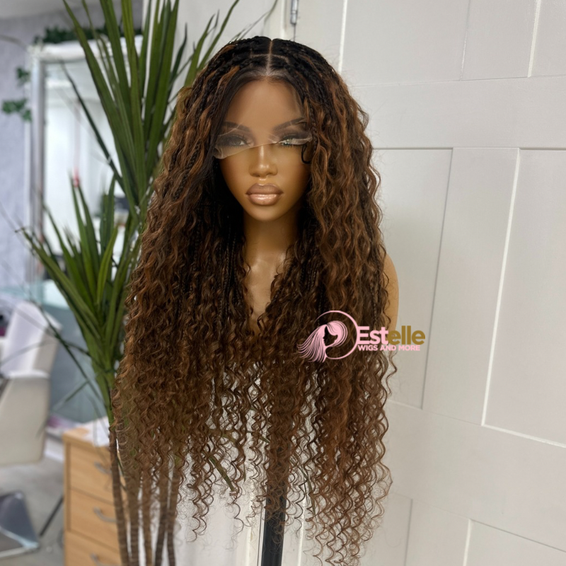 26 inches Goddess/Boho Braids Human Hair Full Lace Wig-AZORA - estellewigsandmore.co.uk