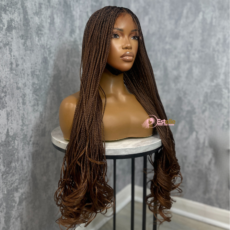 26 inches Rooted Black/Auburn French Curl Braided Wig -ZAFORA - estellewigsandmore.co.uk braided wig
