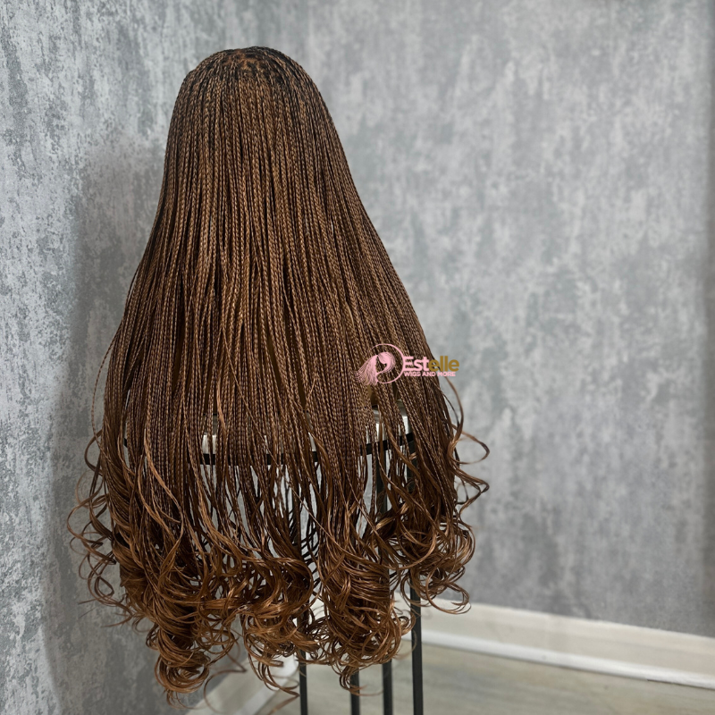 26 inches Rooted Black/Auburn French Curl Braided Wig -ZAFORA - estellewigsandmore.co.uk braided wig