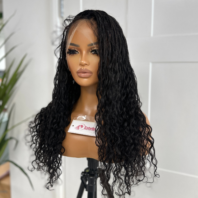 Black Knotless Boho Braids Full Lace Wig -NADIA - estellewigsandmore.co.uk braided wig