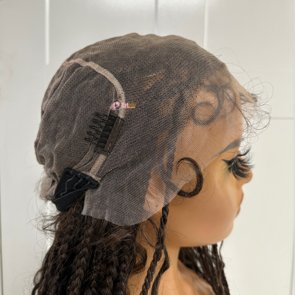 Light Auburn Mix Long  Boho Braided Full  Lace  Wig -BRASKA 30 - estellewigsandmore.co.uk