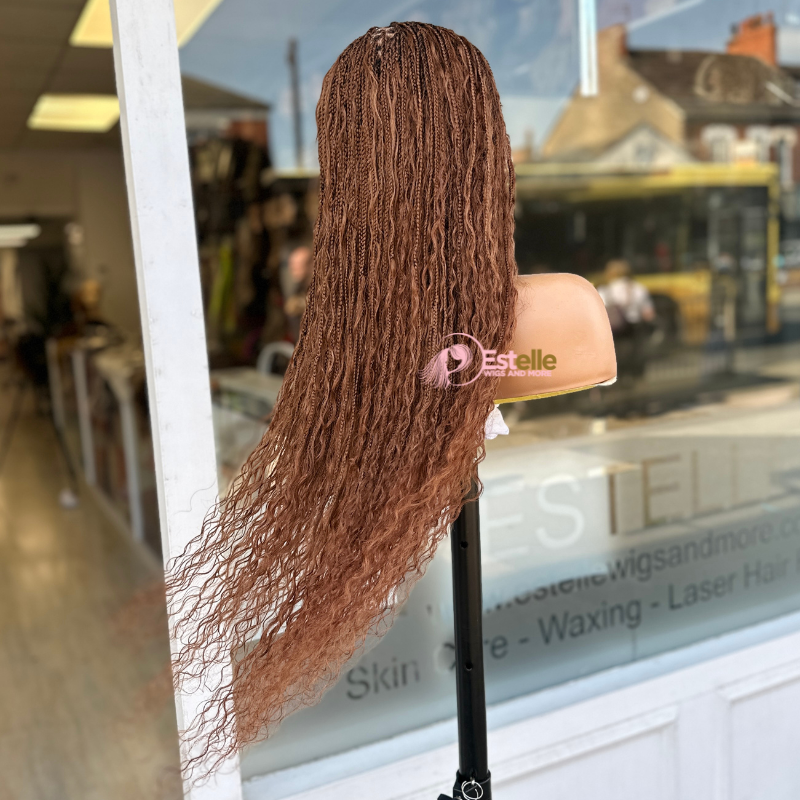 Long Auburn Boho Braids Human Hair Lace Closure Wig-TIA/30 - estellewigsandmore.co.uk braided wig