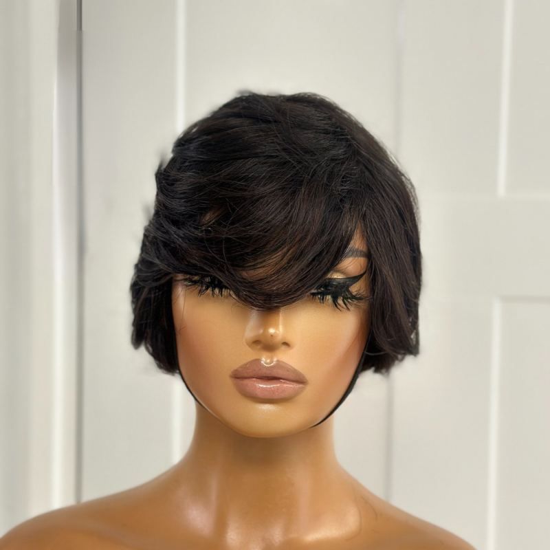 8 inches  Short  100% Human Hair Full Wig- ARIA - estellewigsandmore.co.uk