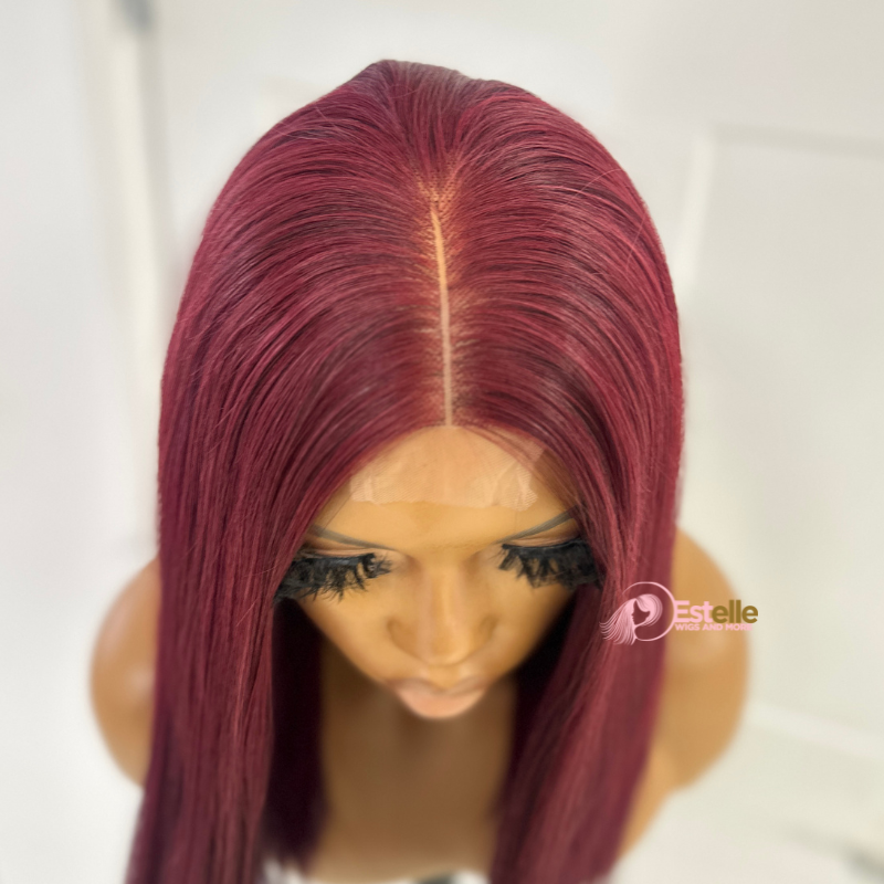 14 inches Dark Red Human Hair Lace Closure Wig- SUGAR - estellewigsandmore.co.uk Human Hair Lace Front Wig