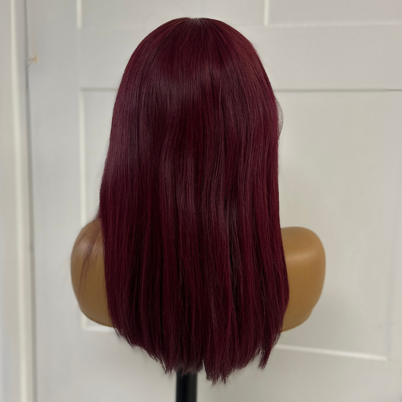 14 inches Dark Red Human Hair Lace Closure Wig- SUGAR - estellewigsandmore.co.uk Human Hair Lace Front Wig