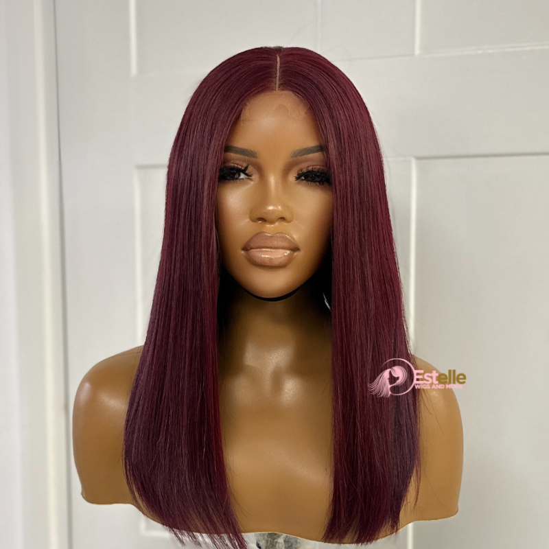 14 inches Dark Red Human Hair Lace Closure Wig- SUGAR - estellewigsandmore.co.uk Human Hair Lace Front Wig