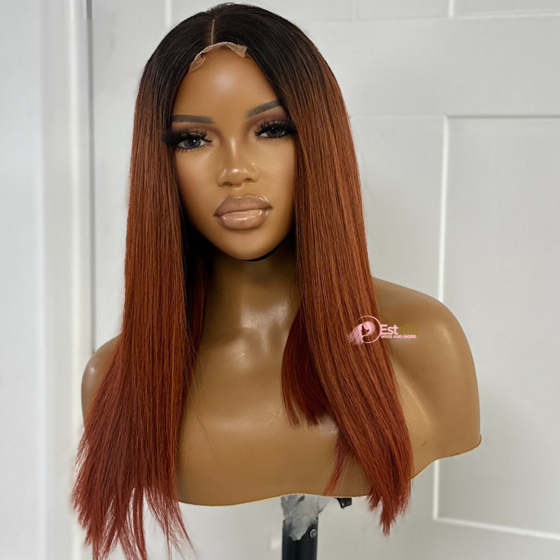 14 inches Rooted Copper Human Hair Lace Closure Wig- SUGAR - estellewigsandmore.co.uk Human Hair Lace Front Wig